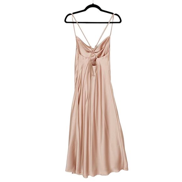 SHOW ME YOUR MUMU Verona Cowl Midi Slip Dress in Rose Gold Luxe Satin - Picture 5 of 8